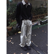 现货千鸟格拼接翻领T恤长袖上衣情侣款男女CX01-TP35，男装T恤，星座910A