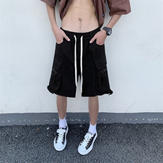 工装短裤男夏季多口袋宽松休闲中裤美式高街运动五分裤E1122-p38，男装牛仔裤，星座1008-2