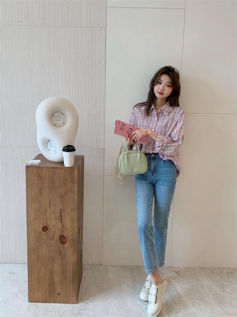 【现货】磨毛格子衬衫，女装衬衫，NIY