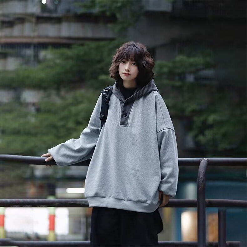 W9584-P48网图现货日系复古小众华夫格连帽卫衣宽松套头上衣,男装卫衣,星座1608-2