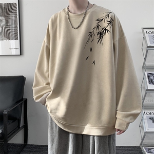 麂皮绒卫衣男大码重磅长袖t恤男 JW81382-P35图片