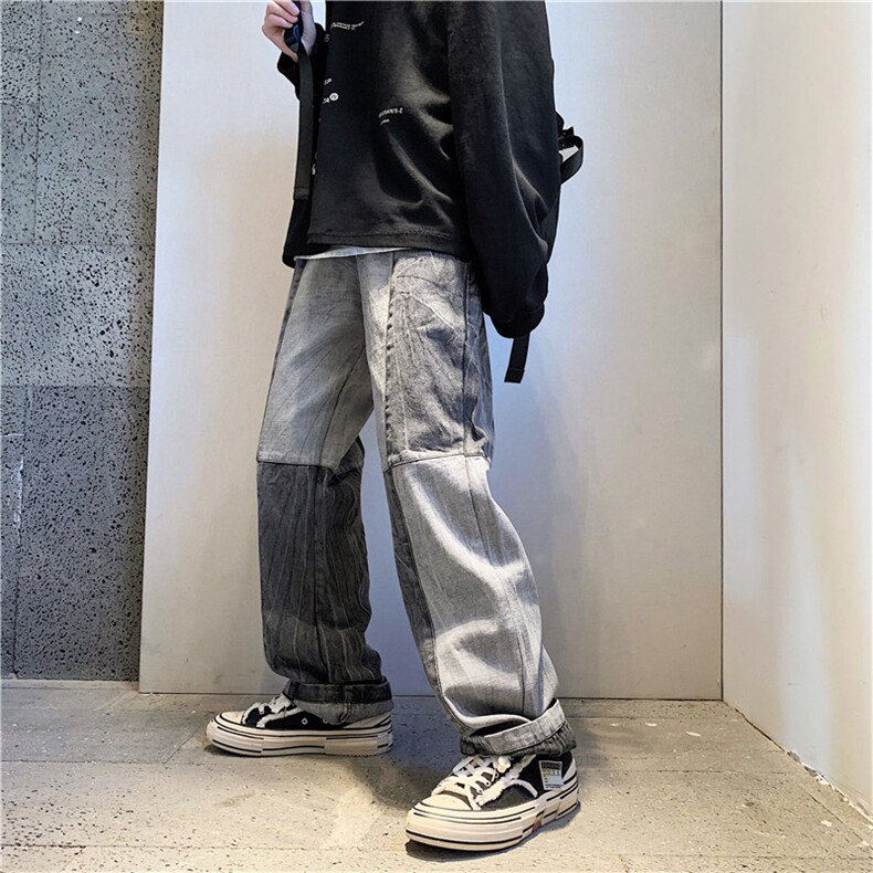 高街复古嘻哈拖地裤ins潮牌老爹裤宽松直筒牛仔长裤阔腿G290-p45，男装牛仔裤，星座1008-2