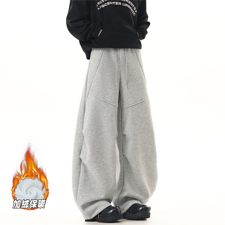 YK358特P42加绒48无影墙暖冬加绒加厚褶皱弯刀卫裤休闲运动裤，男装休闲裤，电商A249