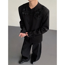 25秋冬新中式体力绣花钉珠礼服中山装西服外套XZ187-P158，男装西服，电商B288