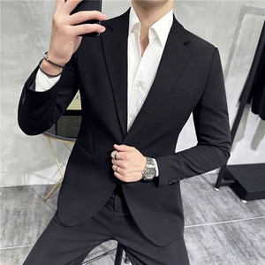 2026新款春秋商务正装修身西服套装男士休闲西装两件套8660-P240图片