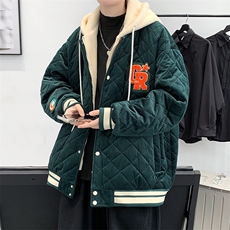 冬款加棉加厚棉服潮毛巾绣假两件连帽外套男士8135-P140控价178，男装棉衣，电商A441-1