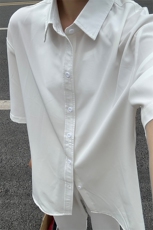 薄款冰丝短袖衬衫男简约纯色垂感休闲痞帅衬衣CS288-P20，男装T恤，星座301C-5