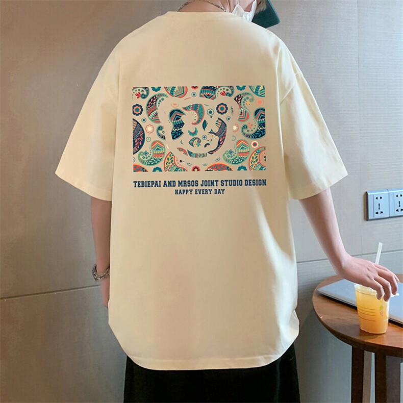 T699大码宽松纯棉运动圆领体恤衫oversize短袖T恤男重磅T,男装T恤,星座304A-1