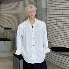 2025新款结构拉链垫肩短袖衬衫男小众长袖衬衣早秋CS92-P63，男装T恤，电商C307