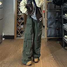 欧美街头hiphop工装裤男春秋潮牌嘻哈多口袋休闲裤宽松直筒拖地裤，男装休闲裤，四季星座218-1
