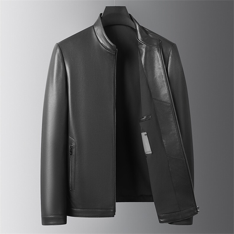 大货春秋款男士真皮皮衣夹克绵羊皮米粒纹外套商务百搭男装立领，男装皮衣，电商B360A（原721A）