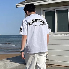 万针全刺绣工艺抖音得物高品质260克重磅纯棉双纱美式高街短袖T恤，男装T恤，电商A486