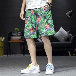 2021夏季新款日系大码男沙滩裤民族风花短裤五分裤K397-P25图片
