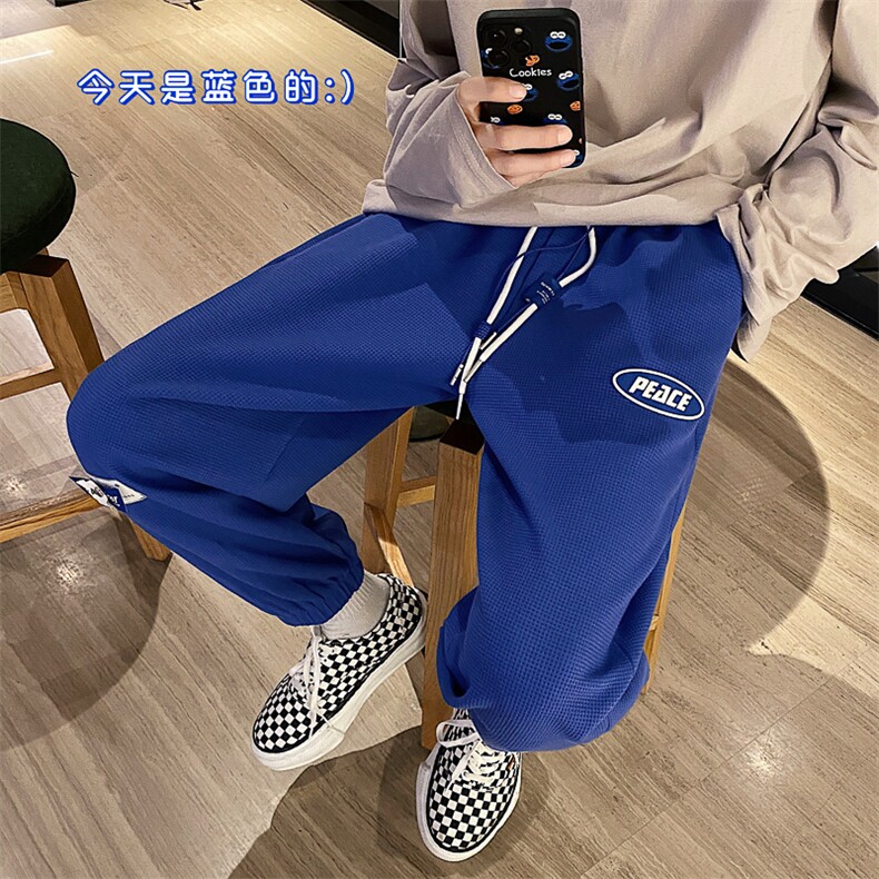 特P25春秋季长裤子港风复古喇叭裤流行宽松雪尼尔直筒裤K2205,男装休闲裤,电商B370