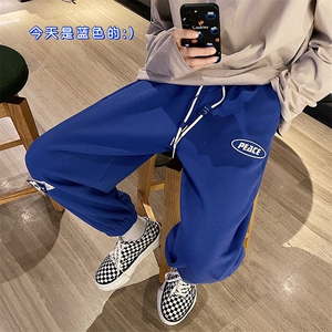 特P25 春秋季长裤子港风复古喇叭裤流行宽松雪尼尔直筒裤K2205图片