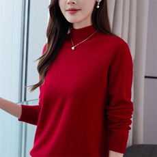 一线成衣半高领长袖针织打底毛衣女时尚纯色显瘦内搭上衣加厚毛衫，女装针织衫/毛衣，鄂维那特