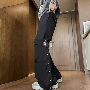 纯色美式小众潮牌冲锋裤男士款休闲排扣工装裤高街裤子HT68/P58图片