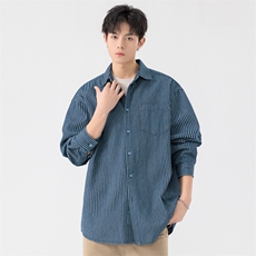 25年春季牛仔长袖衬衫得物二开衬衣宽松现货DS-C323-1-G662-T批55，男装衬衫，电商C323-1