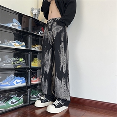 B221美式ins高街修身直筒个性扎染牛仔裤LK24392-特P45控78，男装牛仔裤，电商B221