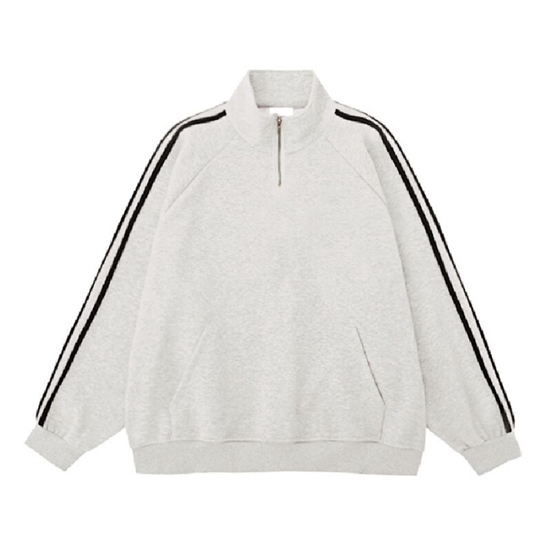 抖音得物高品质支持退换 480克全棉加绒加厚宽松织带立领卫衣CM29图片