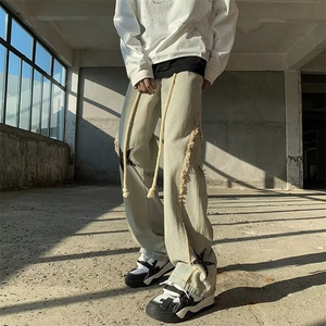 复古牛仔裤男美式hiphop裤子潮牌潮流高街直筒宽松大码阔腿裤图片