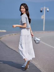 时尚小香风桃心扣短外套蕾丝花边吊带裙两件套夏季新款套装，女装套装/套裙，韩蔻秀