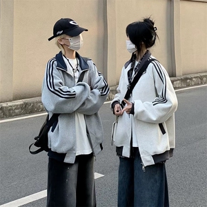 抖音得物高品质26春装美式高街重磅结构拼接织带立领卫衣外套CM42图片