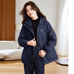现货2025冬季新款休闲时尚连帽女士加厚加棉派克服图片