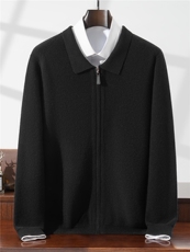 2025年秋冬羊毛衫100羊毛开衫长袖套头时尚都市polo领外套，男装针织衫/毛衣，星纬羊绒