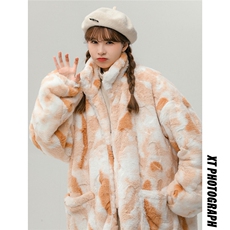 1中性风羊羔毛棉衣扎染大码M-5XL毛绒棉服外套女YG7503P128控168，男装棉衣，星座226-2