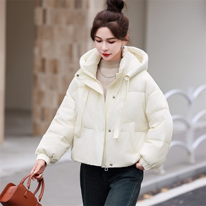 白色小香风短款羽绒服女2025新款冬季小个子超好看保暖白鸭绒外套图片