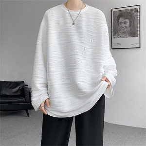8XL-M 肌理感长袖T恤男宽松重磅上衣痞帅高级感内搭打底衫P45控68图片