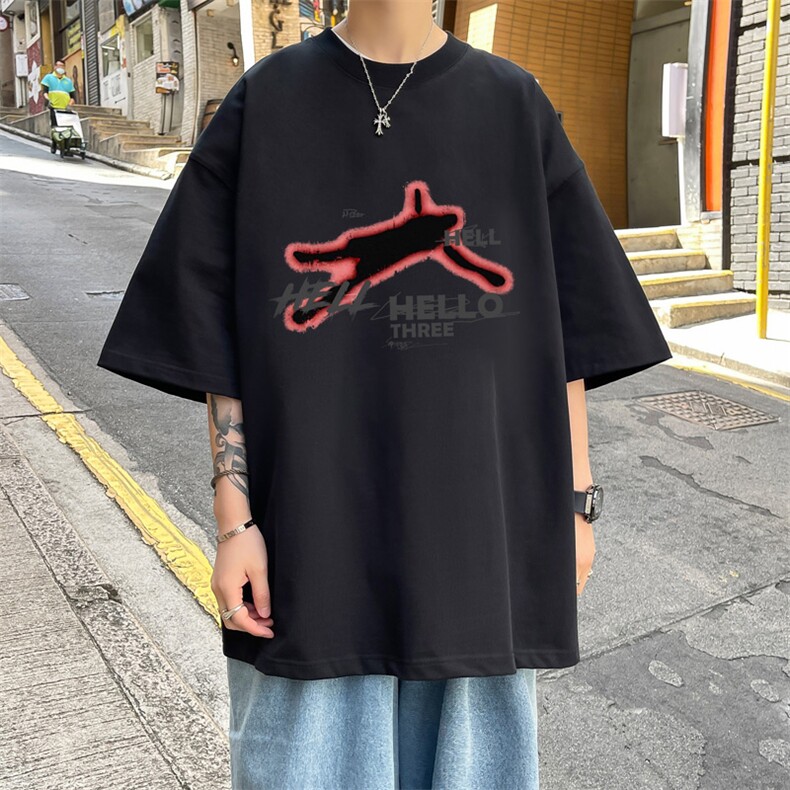 欧美式抽象字母印花短袖t恤夏季高克重半袖体恤XZ514-2-1301-P28,男装T恤,星座514-2(原B239)