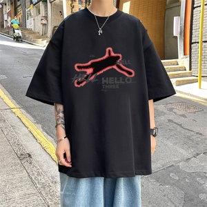 欧美式 抽象字母印花短袖t恤夏季高克重半袖体恤XZ514-2-1301-P28图片