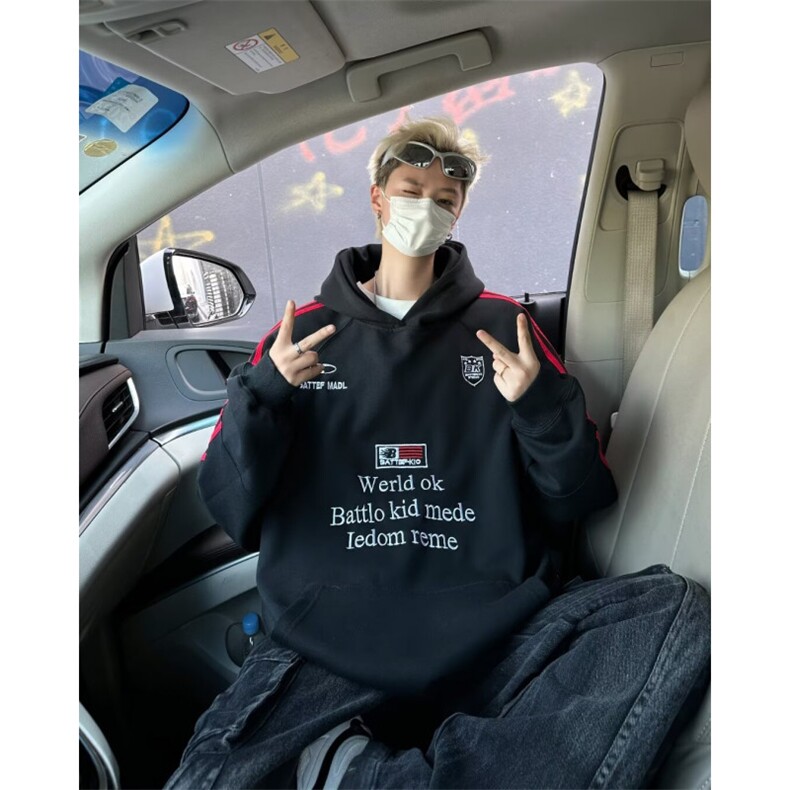 美式高街卫衣男女韩版潮流字母长袖帅气2024秋冬ins外套WB323-P49,女装短外套,星座412-3