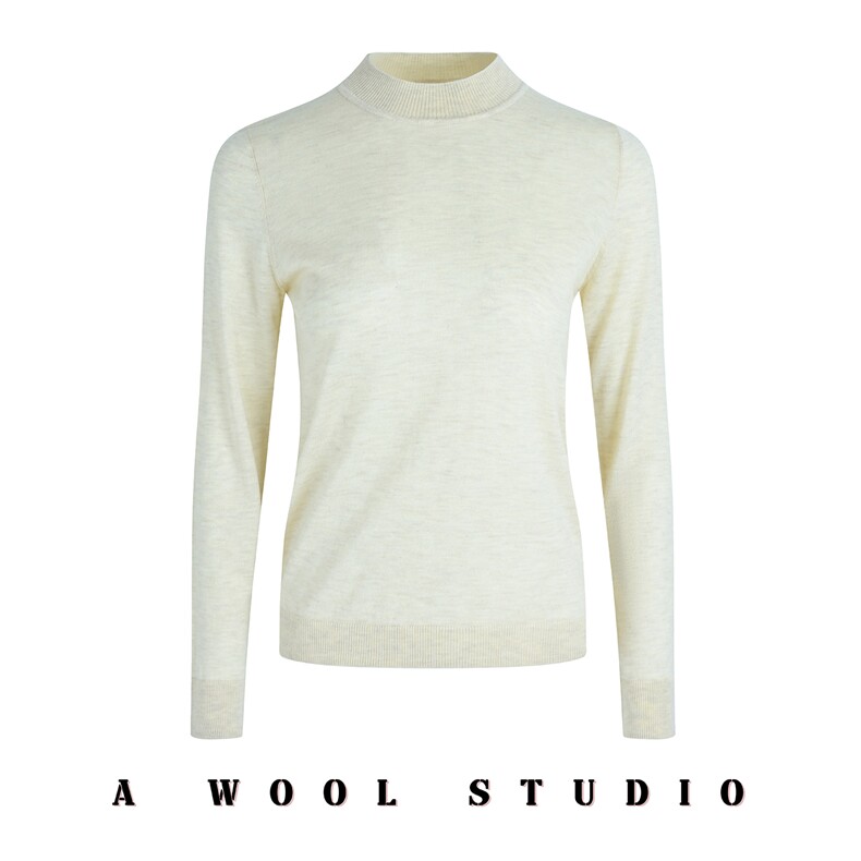 2025年秋季新款百搭女士长袖平面半高领针织衫，女装针织衫/毛衣，宋氏羊绒