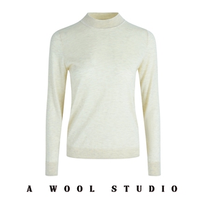 2025年秋季新款百搭女士长袖平面半高领针织衫，女装针织衫/毛衣，宋氏羊绒