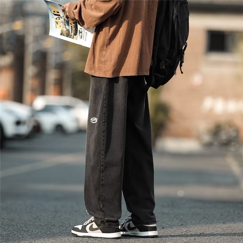 复古水洗牛仔裤男士秋季2023春秋季高街潮牌宽松休闲裤子~B8012,男装牛仔裤,星座601-2