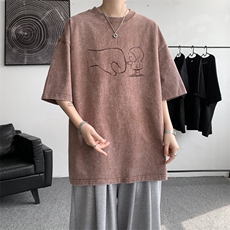 水洗重磅新款夏季美式青年短袖T恤男生宽松打底衫体恤DT3621/P35，男装T恤，电商B316