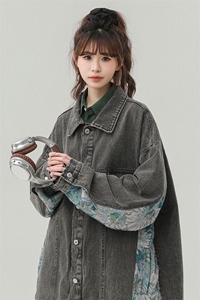 港风刺绣拼接宽松牛仔大码M-5XL潮夹克外套女NZ77065P95控128图片