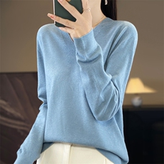 一线成衣100羊毛V领打底衫女2025新款秋冬内搭宽松显瘦针织毛衣，女装针织衫/毛衣，昭美羊绒