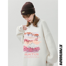 中性风个性图案印花宽松休闲百搭圆领毛衣A268-TPM6843特批45控78，男装针织衫/毛衣，电商A268