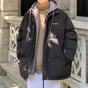 羽绒棉服男士冬季新款假两件加厚外套青少年潮牌面包冬装棉衣棉袄图片