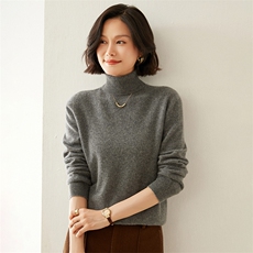 秋冬内搭精纺羊毛衫女半高领套头针织打底衫2024新款软糯薄款毛衣，女装羊毛衫，蚂蚁派对工厂直营店
