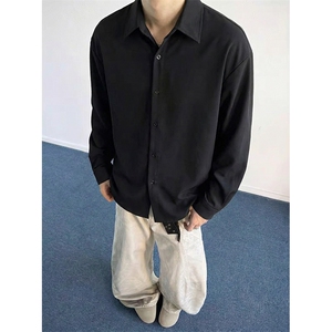 抖音得物品质二开 26春装中性风冰丝休闲长袖衬衣垂感宽松上衣W88图片