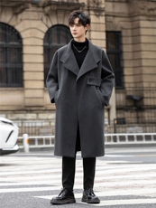 原创毛呢大衣男中长款风衣男长款大码男F729款P125外景D，男装风衣，星座401