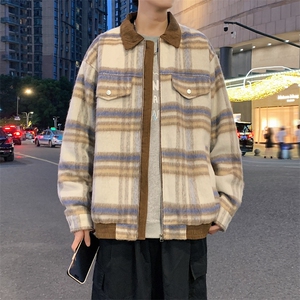 夜景小香风格子大衣男冬季复古潮牌韩系呢子外套F1237 特P90图片