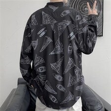 长袖衬衫男港风日系春季韩版潮流帅气衬衣C123P28，男装衬衫，星座1116-2