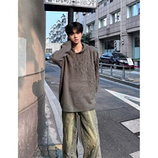 毛连帽羊毛衣针织浅花灰秋冬加厚保暖帽衫外套M5305，男装针织衫/毛衣，星座1116A（原606A-3）
