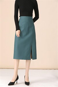 秋冬新款现货，白搭显瘦好贵中长版皮半裙 26/30尺码,女装半身裙,艺尚丽人